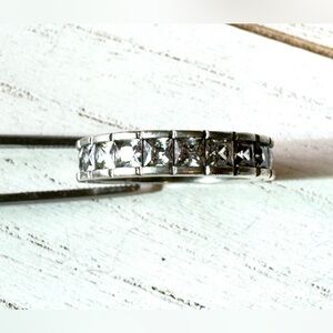 Vintage 925 Sterling Silver Channel Set Ring Band